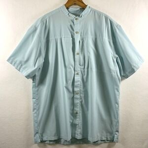 Rail Riders Mens Performance Button Shirt Large‎ Teal Tech Fishing Hiking Travel
